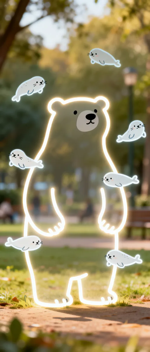 "A minimalist children's drawing style polar bear..."